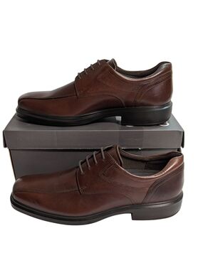 ECCO Helsinki 2 Mens 12-12.5 Mink Brown Leather Derby Dress Shoes 500174